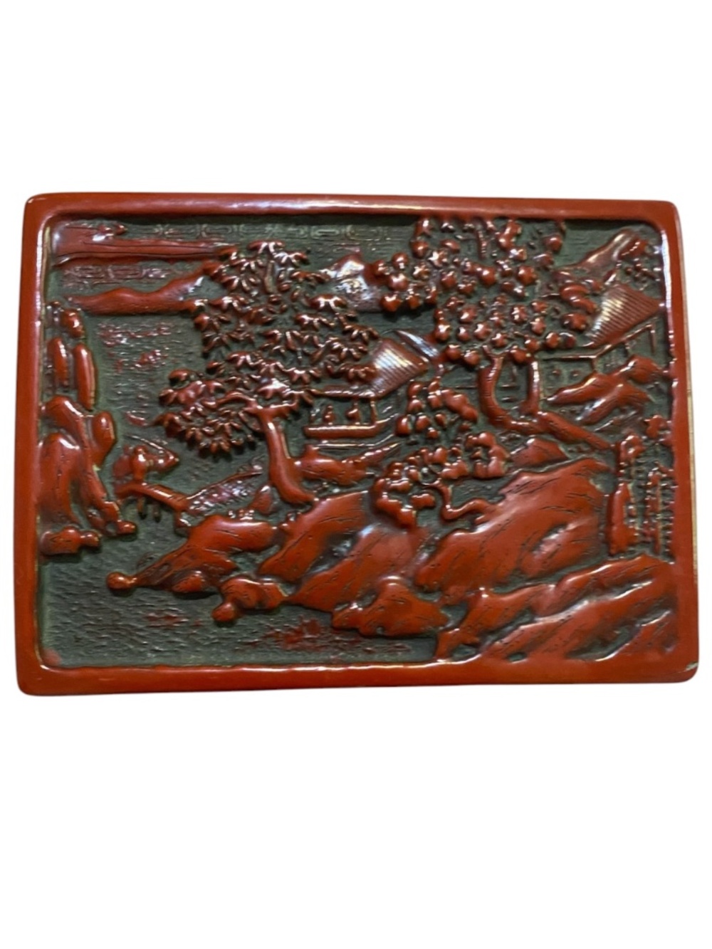 Vintage Tsuishu red lacquer accessory box